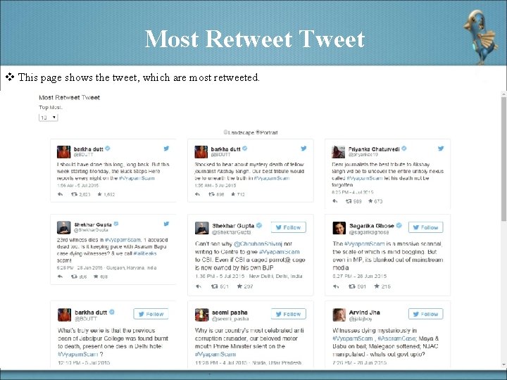 Most Retweet Tweet v This page shows the tweet, which are most retweeted. 