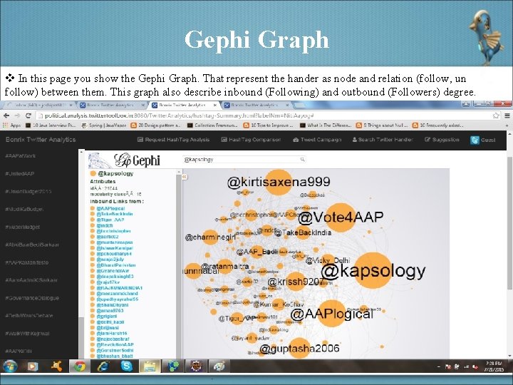 Gephi Graph v In this page you show the Gephi Graph. That represent the