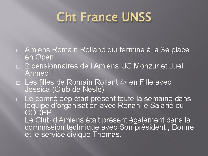 Cht France UNSS � � Amiens Romain Rolland qui termine à la 3 e