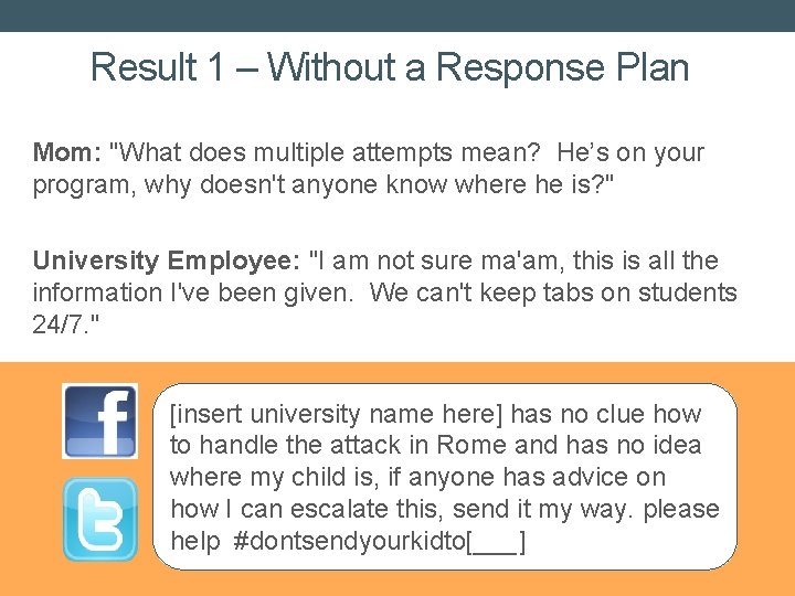 Result 1 – Without a Response Plan Mom: "What does multiple attempts mean? He’s