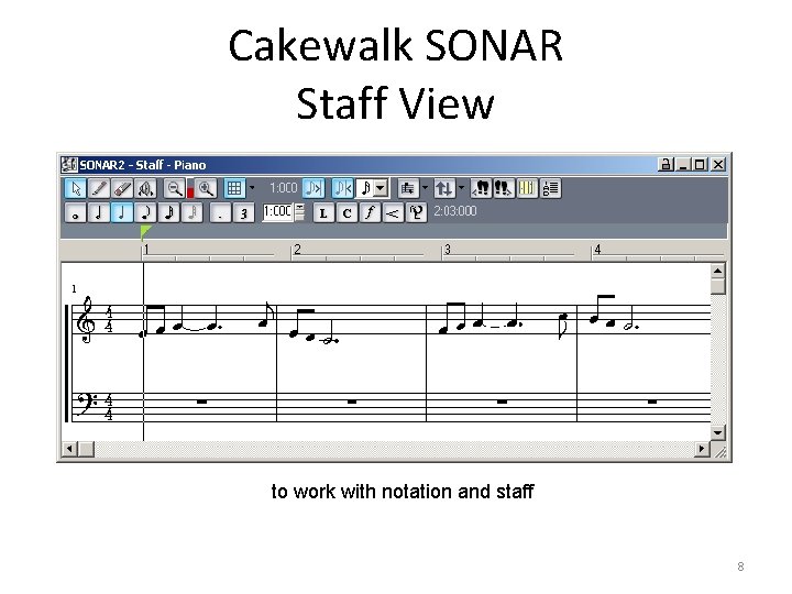 Cakewalk SONAR Staff View to work with notation and staff 8 