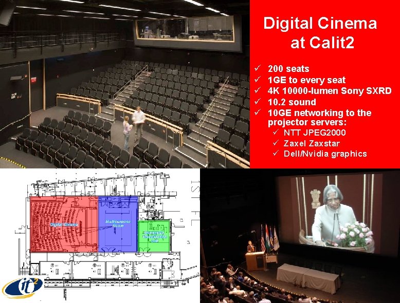 Digital Cinema at Calit 2 ü ü ü 200 seats 1 GE to every