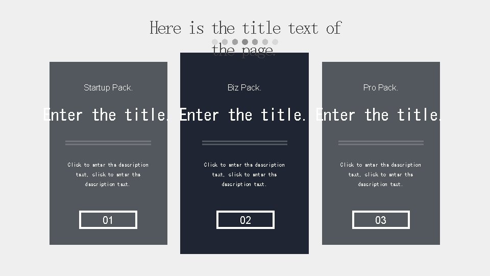 Here is the title text of the page. Startup Pack. Biz Pack. Pro Pack.