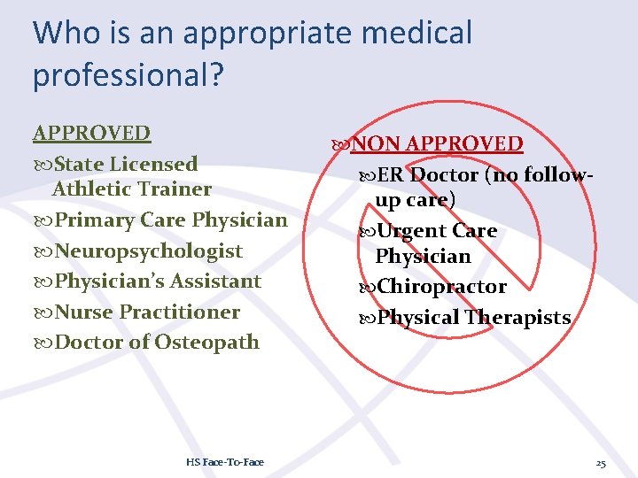 Who is an appropriate medical professional? APPROVED State Licensed Athletic Trainer Primary Care Physician