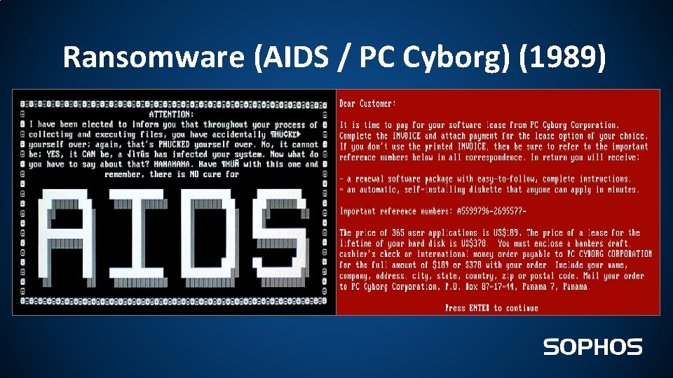 Ransomware (AIDS / PC Cyborg) (1989) 