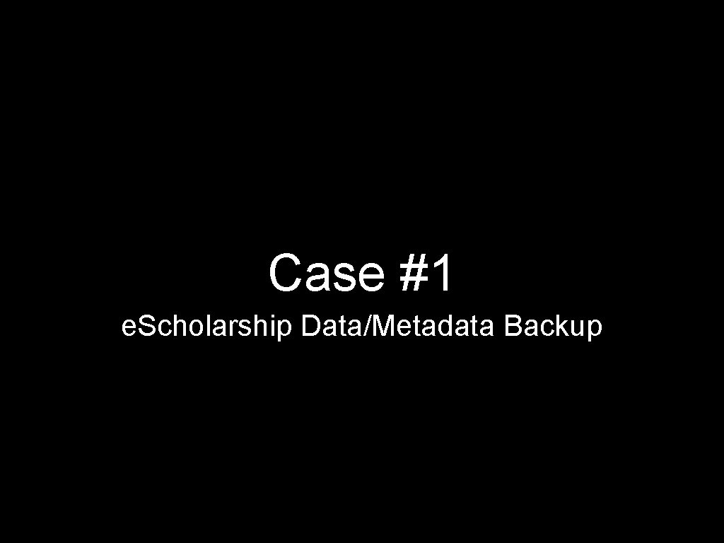 Case #1 e. Scholarship Data/Metadata Backup 