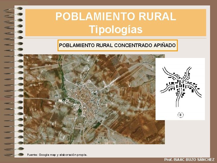 POBLAMIENTO RURAL Tipologías POBLAMIENTO RURAL CONCENTRADO APIÑADO Fuente: Google map y elaboración propia. Prof.