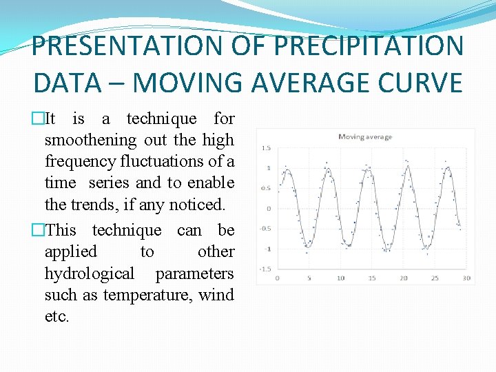 PRESENTATION OF PRECIPITATION DATA – MOVING AVERAGE CURVE �It is a technique for smoothening
