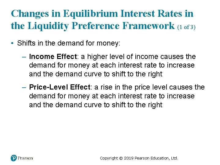 Changes in Equilibrium Interest Rates in the Liquidity Preference Framework (1 of 3) •