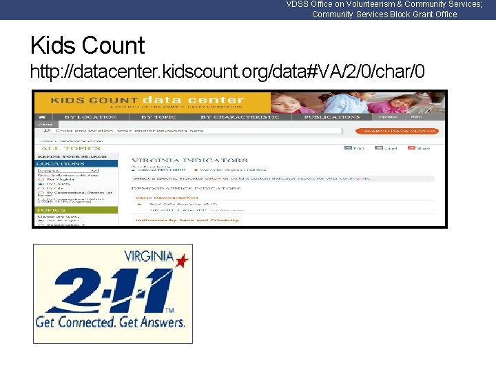 VDSS Office on Volunteerism & Community Services; Community Services Block Grant Office Kids Count