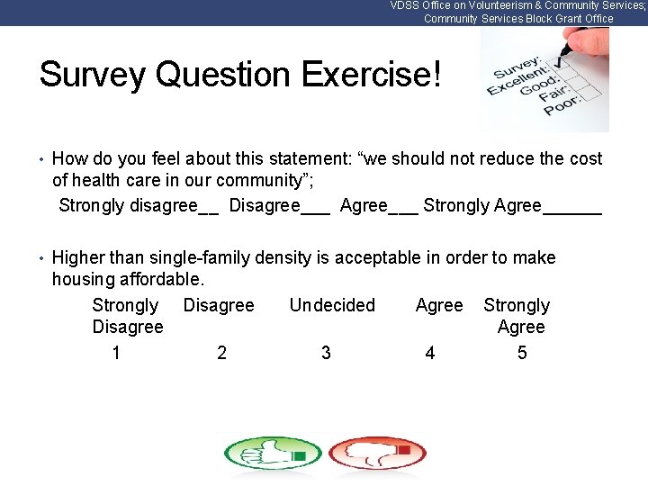 VDSS Office on Volunteerism & Community Services; Community Services Block Grant Office Survey Question
