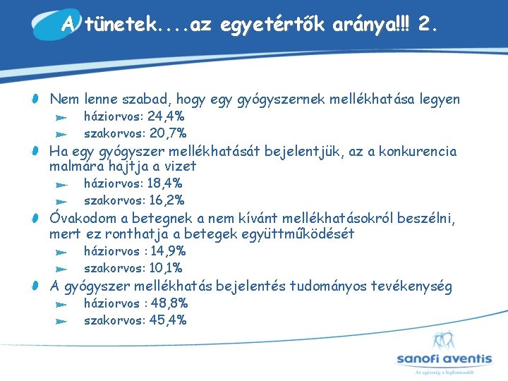 A tünetek. . az egyetértők aránya!!! 2. Nem lenne szabad, hogy egy gyógyszernek mellékhatása