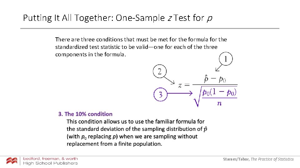 Putting It All Together: One-Sample z Test for p There are three conditions that Putting It All Together: One-Sample z Test for p There are three conditions that