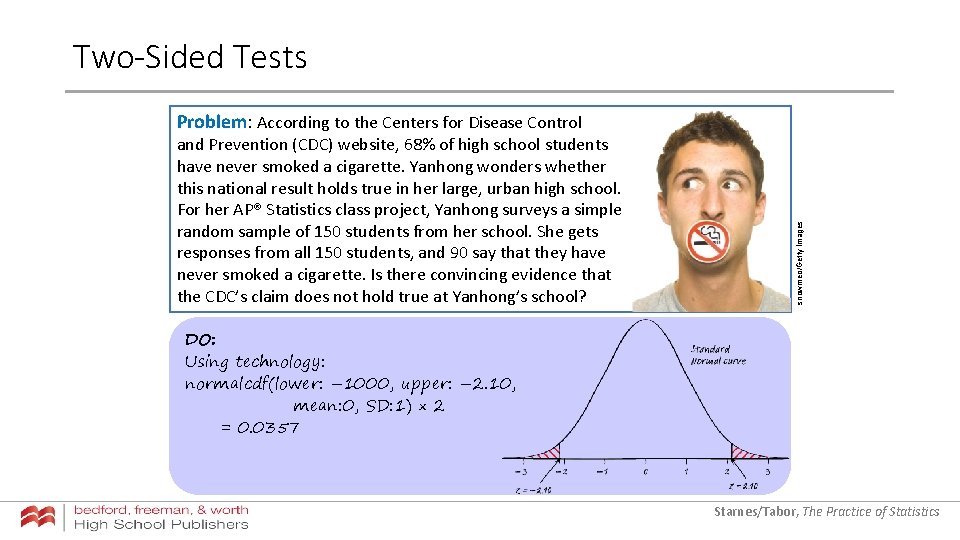 Two-Sided Tests and Prevention (CDC) website, 68% of high school students have never smoked Two-Sided Tests and Prevention (CDC) website, 68% of high school students have never smoked