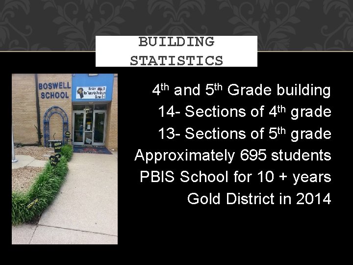 BUILDING STATISTICS 4 th and 5 th Grade building 14 - Sections of 4