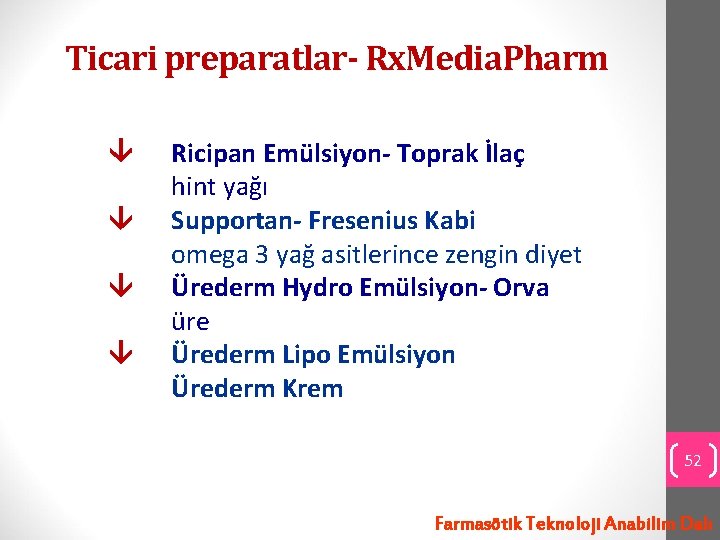 Ticari preparatlar- Rx. Media. Pharm Ricipan Emülsiyon- Toprak İlaç hint yağı Supportan- Fresenius Kabi