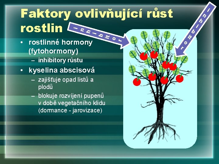 i n h i b it o r Faktory ovlivňující růst rostlin • rostlinné