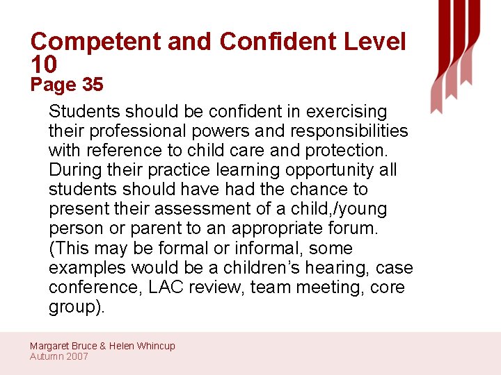 Competent and Confident Level 10 Page 35 Students should be confident in exercising their