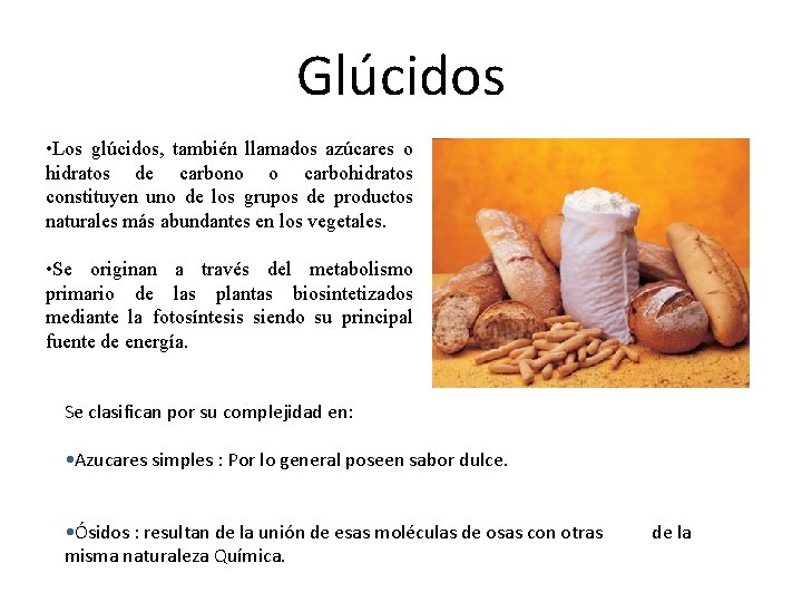 Glúcidos • Los glúcidos, también llamados azúcares o hidratos de carbono o carbohidratos constituyen