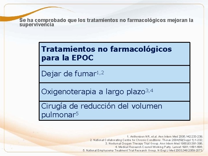 Se ha comprobado que los tratamientos no farmacológicos mejoran la supervivencia Tratamientos no farmacológicos