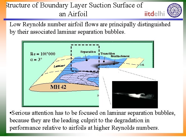 Structure of Boundary Layer Suction Surface of an Airfoil Low Reynolds number airfoil flows