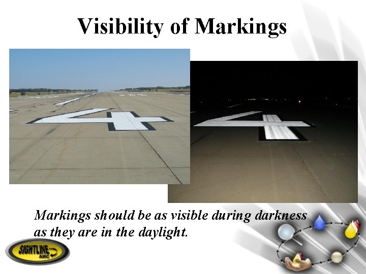 Visibility of Markings should be as visible during darkness as they are in the