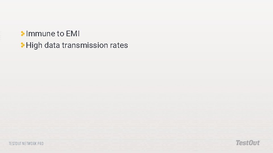 Immune to EMI High data transmission rates TESTOUT NETWORK PRO 