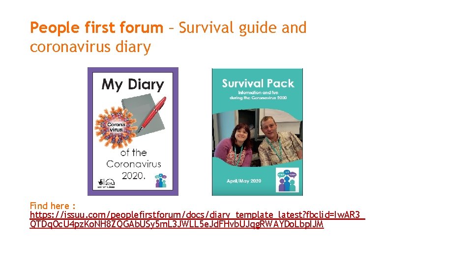 People first forum – Survival guide and coronavirus diary Find here : https: //issuu.
