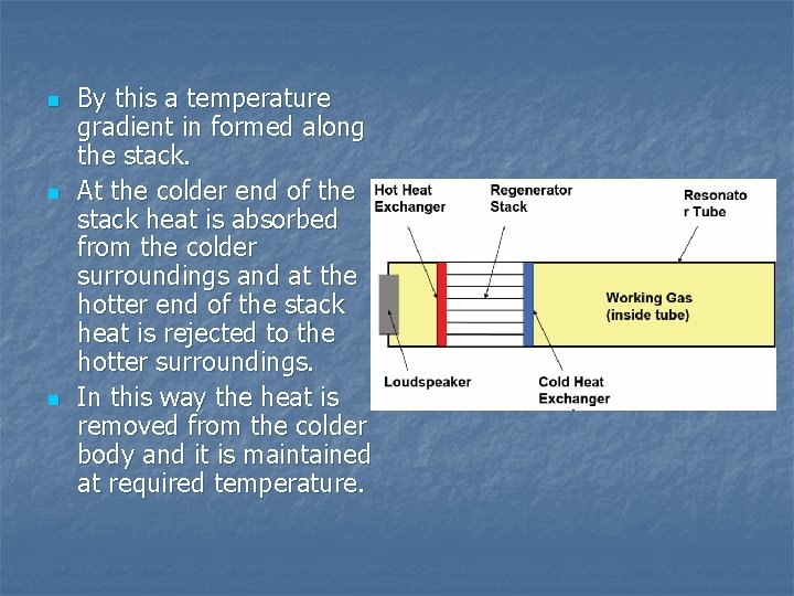 n n n By this a temperature gradient in formed along the stack. At