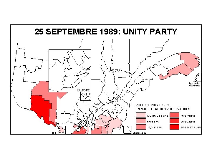 25 SEPTEMBRE 1989: UNITY PARTY Îles-de-la. Madeleine Québec T. -R. VOTE AU UNITY PARTY