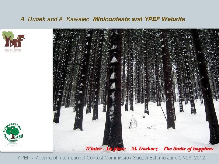 A. Dudek and A. Kawalec, Minicontests and YPEF Website Winter - 1 st place