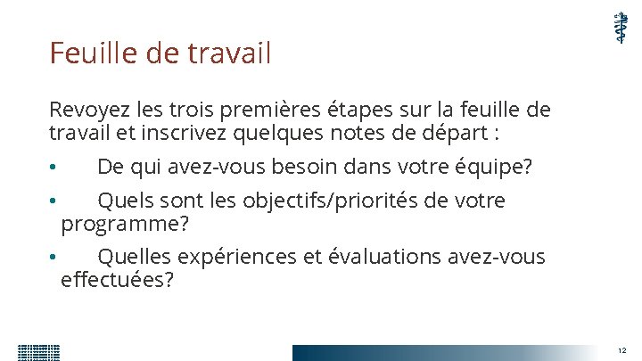 Feuille de travail Revoyez les trois premières étapes sur la feuille de travail et