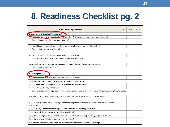 23 8. Readiness Checklist pg. 2 