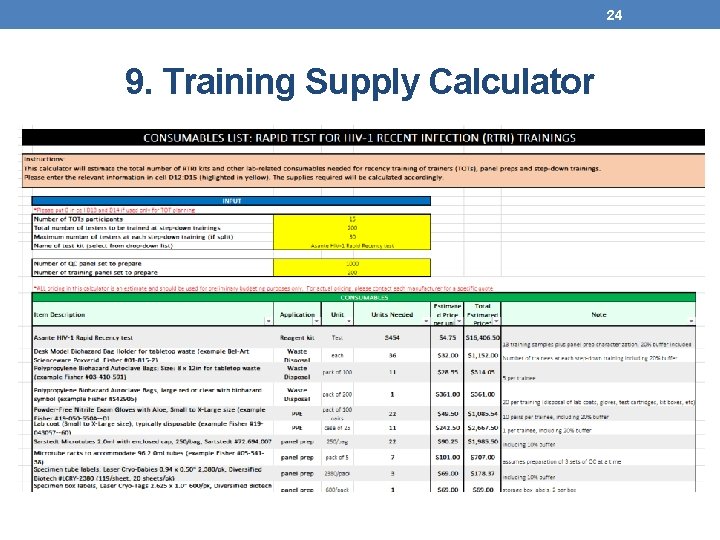 24 9. Training Supply Calculator 