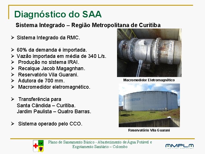 Diagnóstico do SAA Sistema Integrado – Região Metropolitana de Curitiba Ø Sistema Integrado da