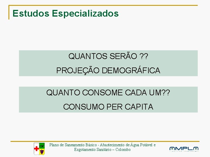 Estudos Especializados QUANTOS SERÃO ? ? PROJEÇÃO DEMOGRÁFICA QUANTO CONSOME CADA UM? ? CONSUMO