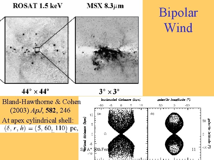Bipolar Wind Bland-Hawthorne & Cohen (2003) Ap. J, 582, 246 At apex cylindrical shell: