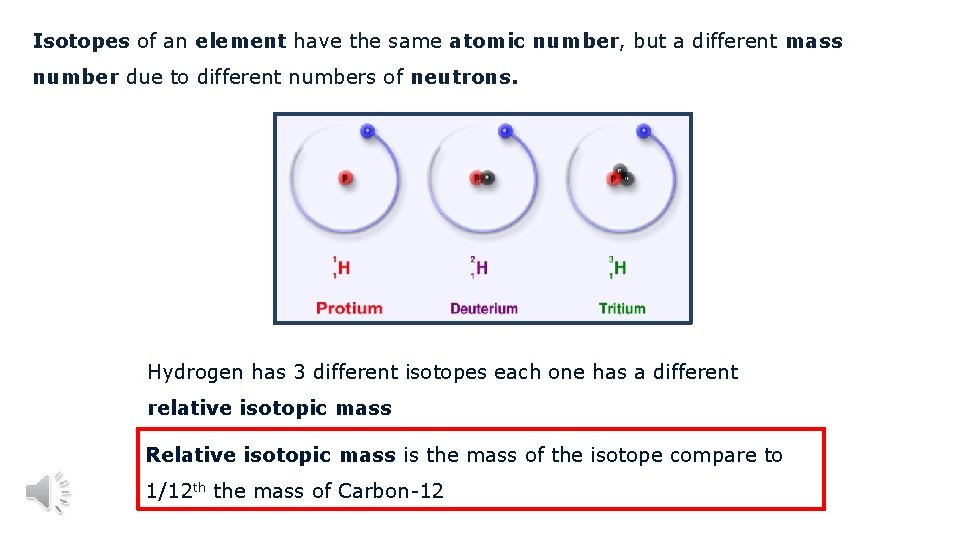 Isotopes of an element have the same atomic number, but a different mass number