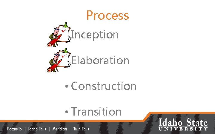 Process • Inception • Elaboration • Construction • Transition 