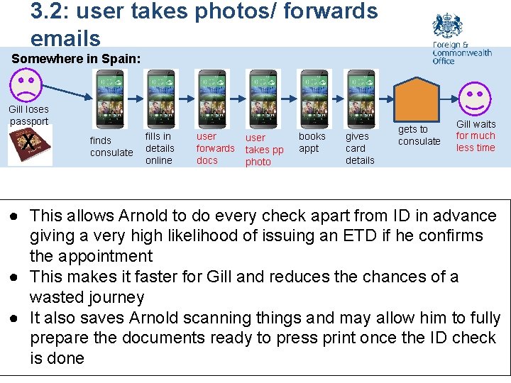 3. 2: user takes photos/ forwards emails Somewhere in Spain: Gill loses passport X