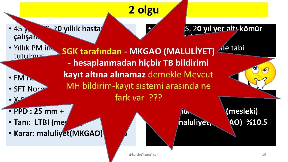2 olgu • 45 y, E, NS, 20 yıllık hastane • 45 y, E,