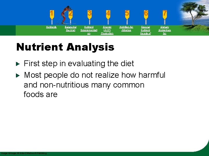 Nutrients Balancing the Diet Nutrient Supplementati on Energy (ATP) Production Nutrition for Athletes Special