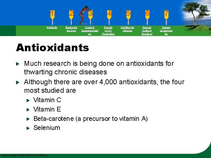 Nutrients Balancing the Diet Nutrient Supplementati on Energy (ATP) Production Nutrition for Athletes Special