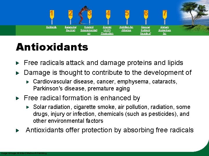 Nutrients Balancing the Diet Nutrient Supplementati on Energy (ATP) Production Nutrition for Athletes Special