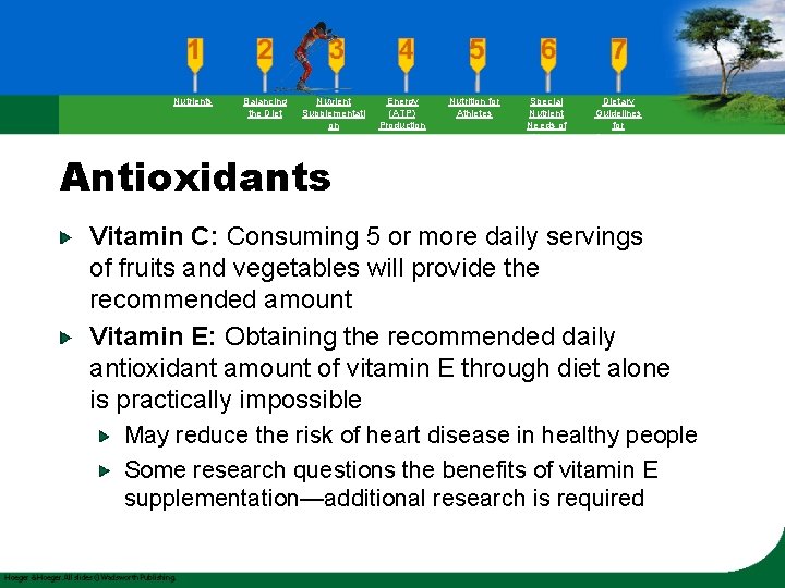 Nutrients Balancing the Diet Nutrient Supplementati on Energy (ATP) Production Nutrition for Athletes Special