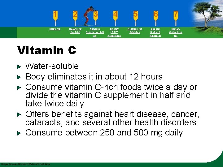 Nutrients Balancing the Diet Nutrient Supplementati on Energy (ATP) Production Nutrition for Athletes Special