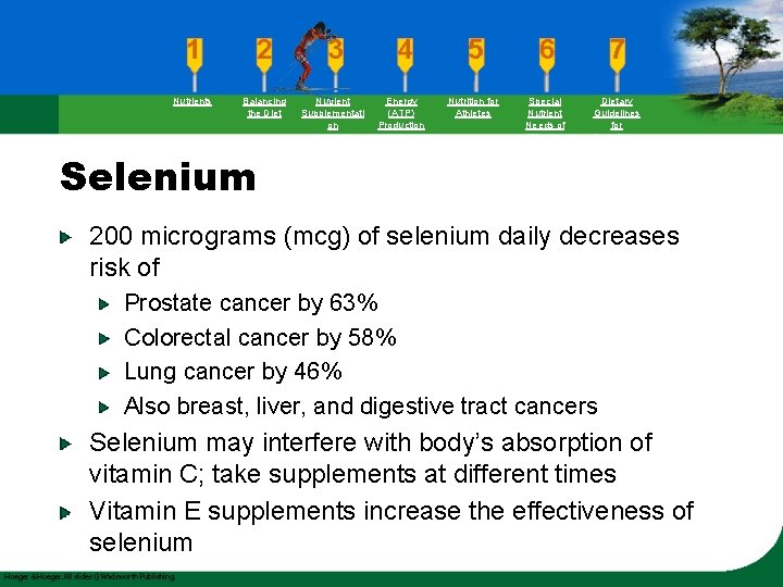 Nutrients Balancing the Diet Nutrient Supplementati on Energy (ATP) Production Nutrition for Athletes Special