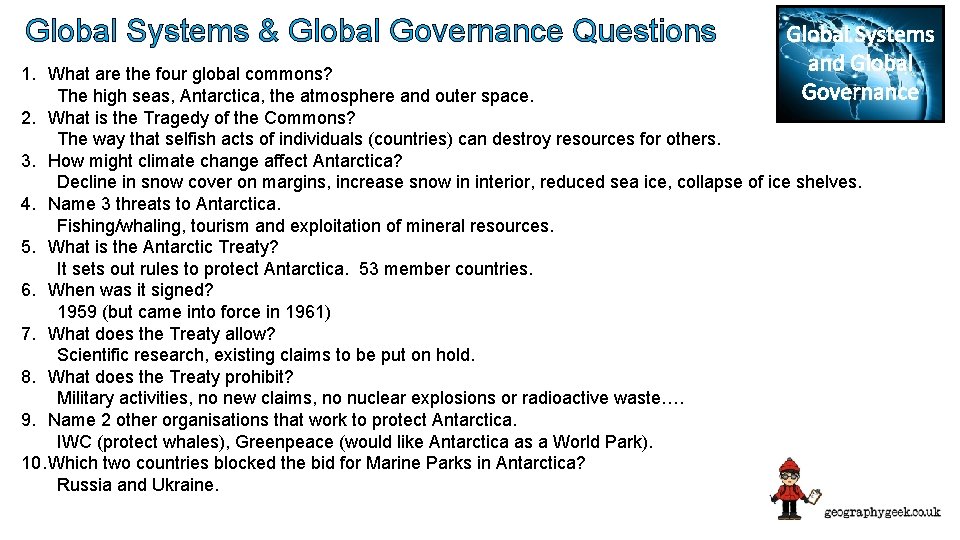 Global Systems & Global Governance Questions Global Systems and Global Governance 1. What are