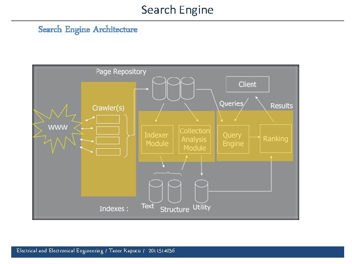 Search Engine Architecture Electrical and Electronical Engineering / Taner Kapucu / 2011514036 