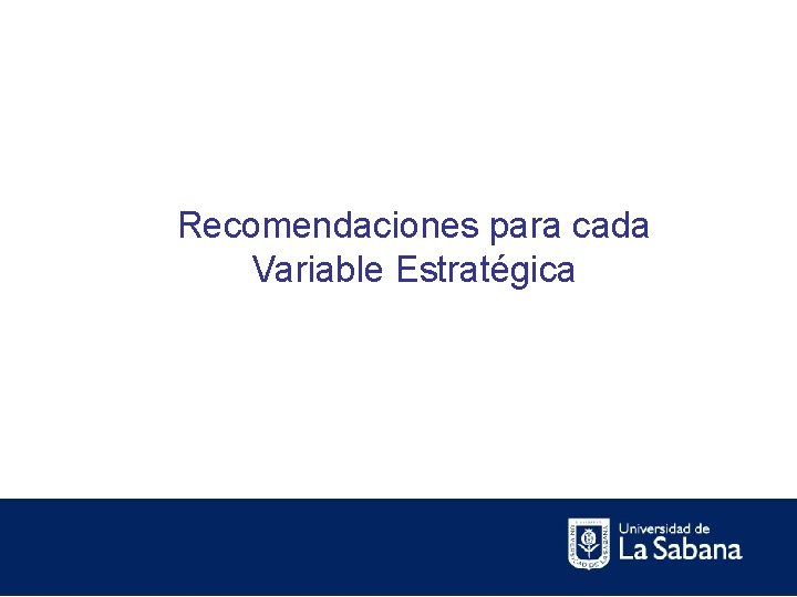 Recomendaciones para cada Variable Estratégica 